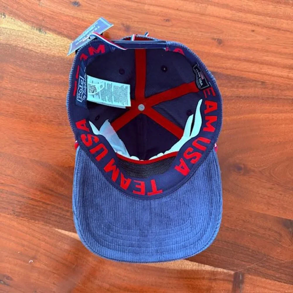 Polo Ralph Lauren Team USA 2026 Olympics Courduroy Cap Hat with Enamel Pins NWT - Picture 8 of 13